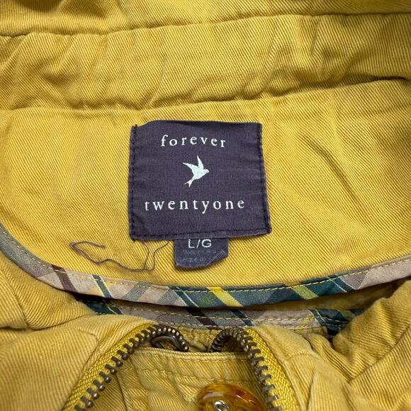 Forever 21 Women’s L Cargo Jacket Mustard Yellow Utility Relaxed Sleeve Y2K - Picture 3 of 4